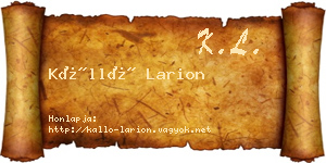 Kálló Larion névjegykártya